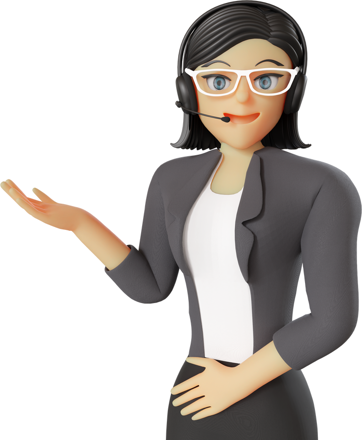 female customer service welcome pose 3d illustration